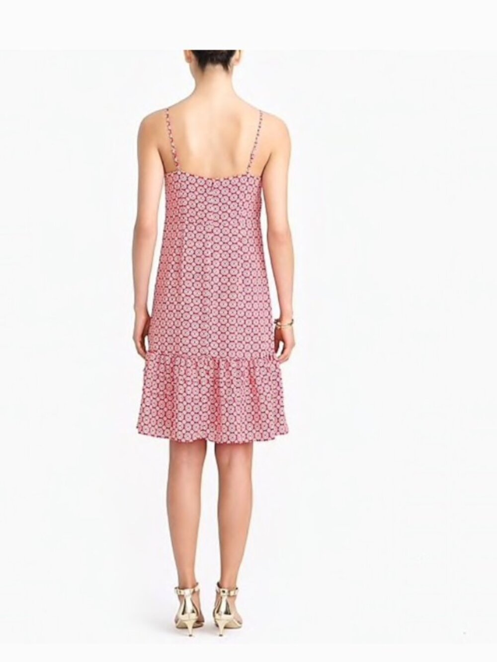 J. Crew Red Printed Ruffle Hem Summer Sundress Size 8 - Picture 3 of 13